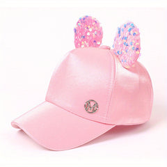 Casual Baseball Cap Sequin Cartoon Ears Hat Boys Girls Mesh Hole Cap