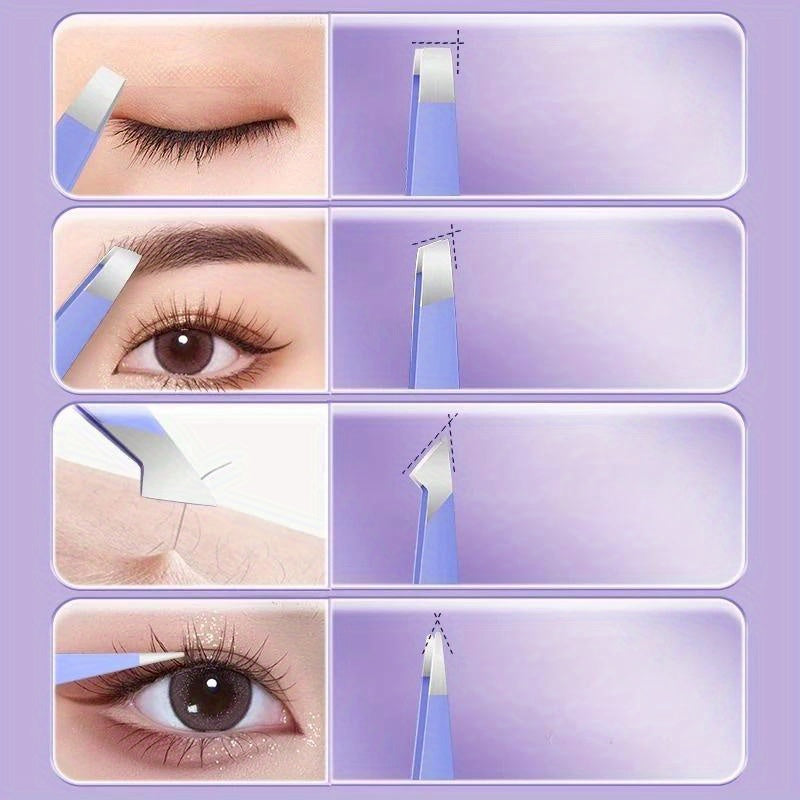 4pcs Stainless Steel Eyebrow Tweezers Hair Removal Clip Pliers Set