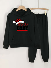 Girls 2pc Santa Baby Hooded Sweatshirt & Solid Sweatpants Set