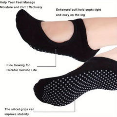 4 Pairs Non slip Yoga Socks With Silicone Dots Bottom