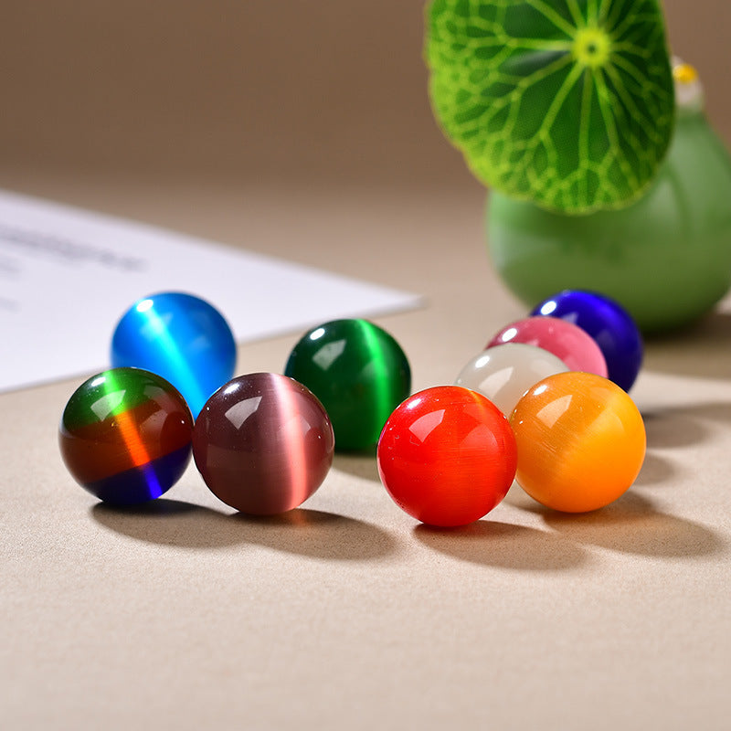 Colorful Crystal Ball Round Beads Cat Eye Stone Small Ball