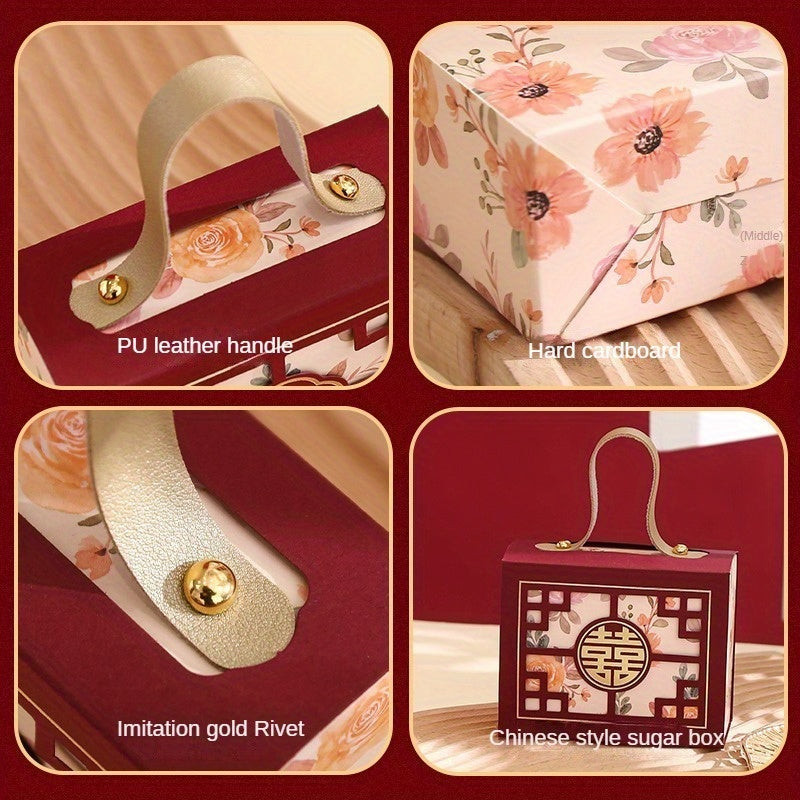 5pcs Chinese Candy Box Wedding Year Gift Advanced Packaging Folding Required