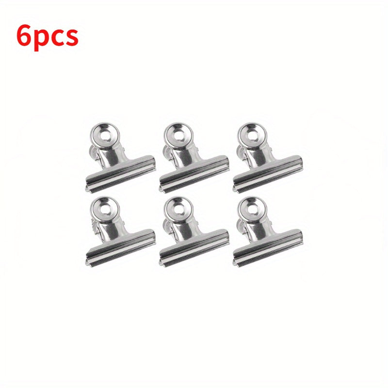6pcs 38mm Bulldog Grip Clips Food Bag Sealing Clamp Kitchen Office School Supply