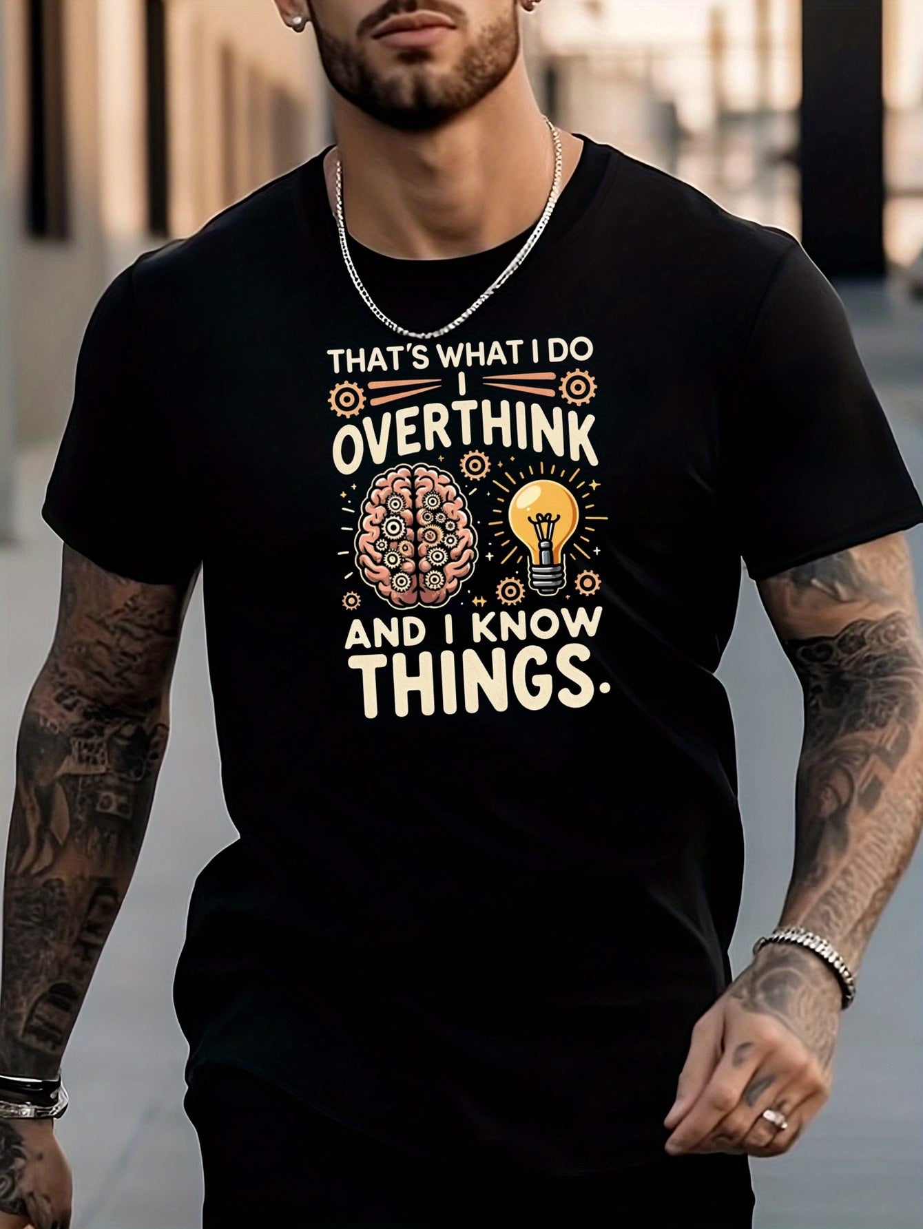 Men's Lightning Pattern Shirt Short Sleeve Tee Top