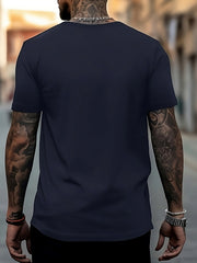 Men's Letters Pattern Shirt Casual Crew Neck Short Sleeve Tee Top