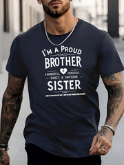 Men's Letters Pattern Shirt Casual Crew Neck Short Sleeve Tee Top
