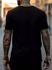 Men's Letters Pattern Shirt Casual Crew Neck Short Sleeve Tee Top