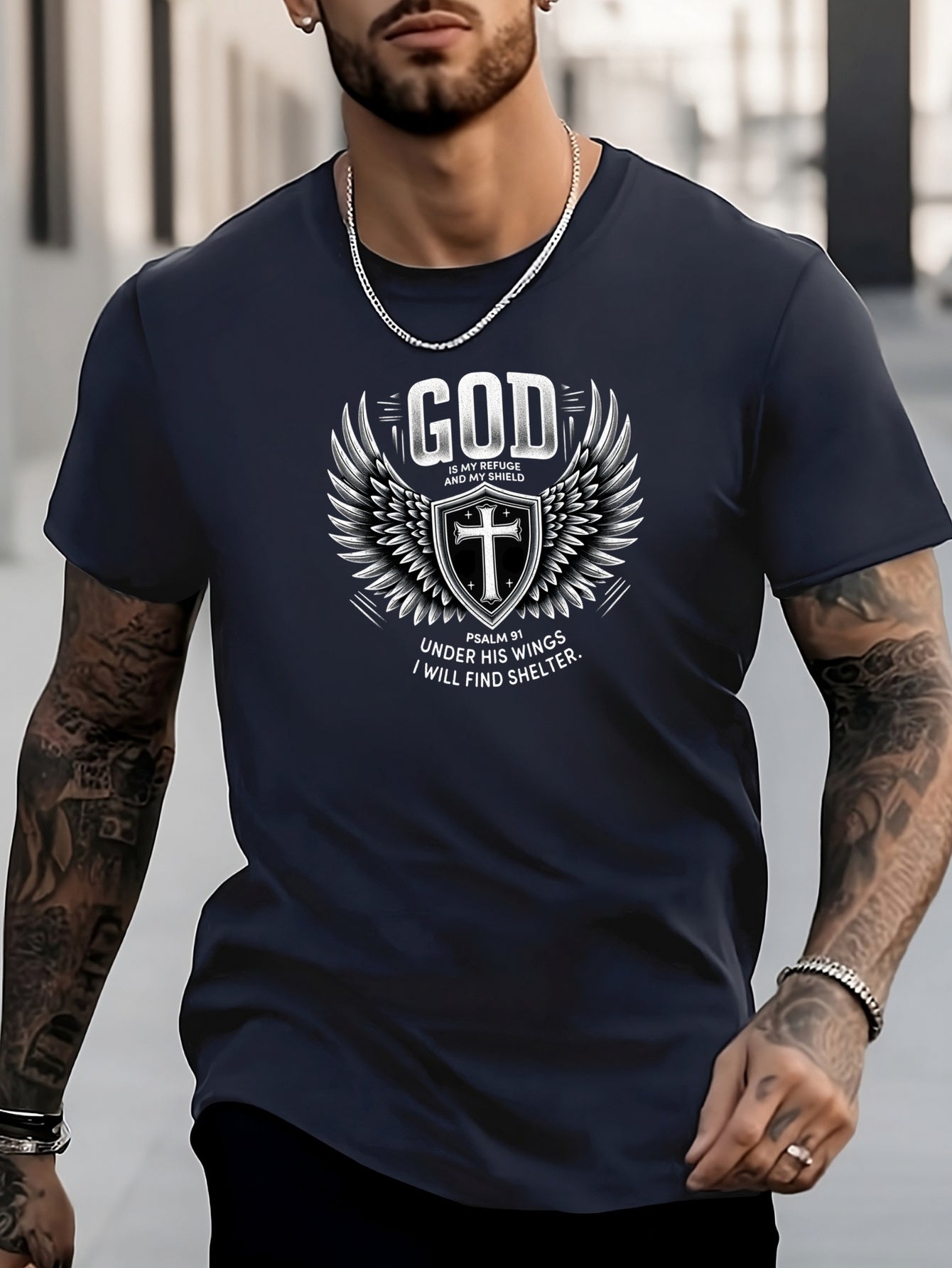 Men's Cross Pattern Shirt Casual Crew Neck Short Sleeve Tee Top