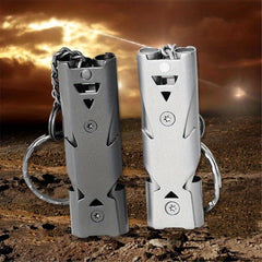 Stainless Double Tube SOS Whistle Keychain