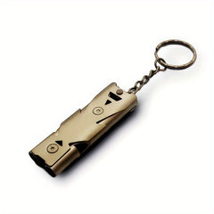 Stainless Double Tube SOS Whistle Keychain