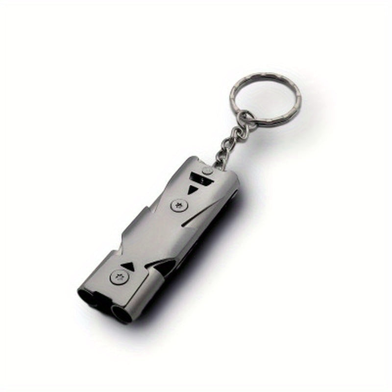 Stainless Double Tube SOS Whistle Keychain