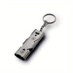 Stainless Double Tube SOS Whistle Keychain