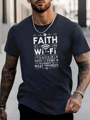 Men's Wifi Pattern Shirt Casual Breathable Short Sleeve Tee Top