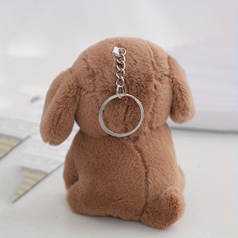 1pc Sitting Dog Plush Toy Keychain School Bag Doll Christmas Gift