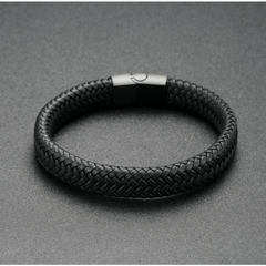 Vintage Faux Leather Woven Rope Steel Bracelet