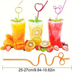 6/12pcs Reusable Plastic Curly Straw for Water Bottle Bar Cocktail Party