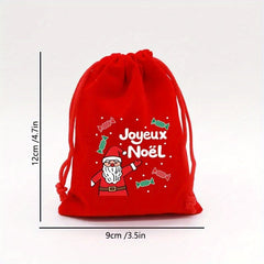 10pcs Red Velvet Drawstring Pouch Candy Gift Bag for Christmas