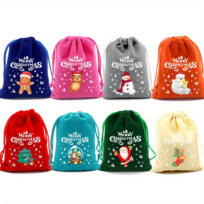 10pcs Red Velvet Drawstring Pouch Candy Gift Bag for Christmas