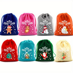 10pcs Red Velvet Drawstring Pouch Candy Gift Bag for Christmas