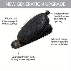 Car Sun Visor Sunglasses Holder Magnetic PU Leather Clip
