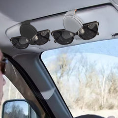 Car Sun Visor Sunglasses Holder Magnetic PU Leather Clip