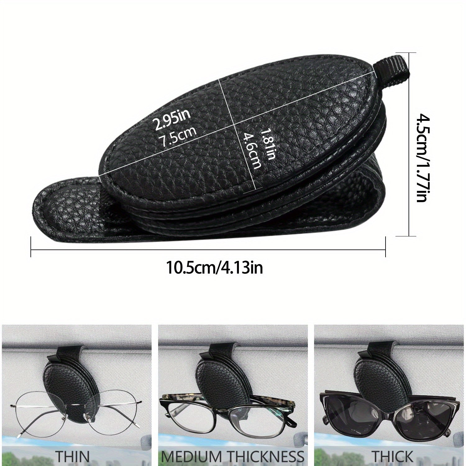 Car Sun Visor Sunglasses Holder Magnetic PU Leather Clip