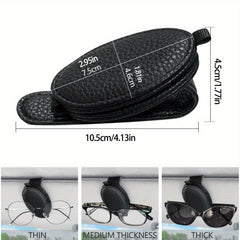 Car Sun Visor Sunglasses Holder Magnetic PU Leather Clip