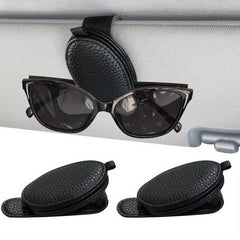 Car Sun Visor Sunglasses Holder Magnetic PU Leather Clip