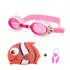 Kids' Swimming Set: Cap, Nose Clip, Earplugs, Goggles