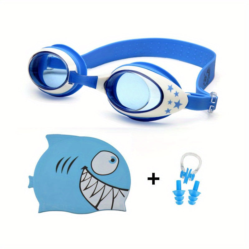 Kids' Swimming Set: Cap, Nose Clip, Earplugs, Goggles