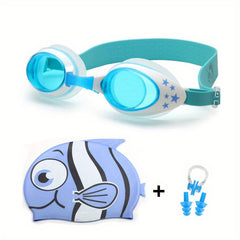 Kids' Swimming Set: Cap, Nose Clip, Earplugs, Goggles