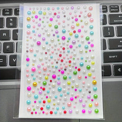 Pearl Stickers Flat Back Pearls Self Adhesive for Makeup Nail Art DIY Home Decor
