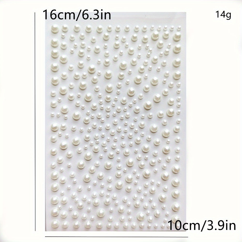 Pearl Stickers Flat Back Pearls Self Adhesive for Makeup Nail Art DIY Home Decor