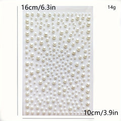 Pearl Stickers Flat Back Pearls Self Adhesive for Makeup Nail Art DIY Home Decor