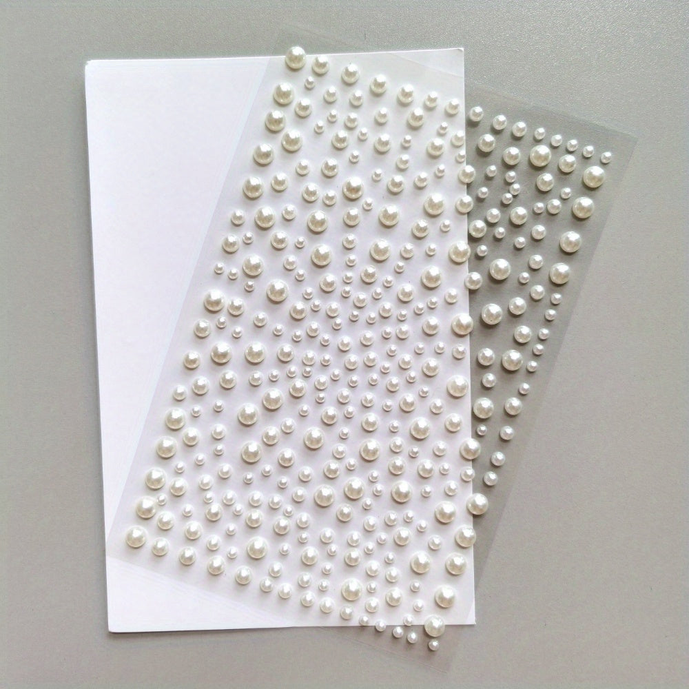Pearl Stickers Flat Back Pearls Self Adhesive for Makeup Nail Art DIY Home Decor