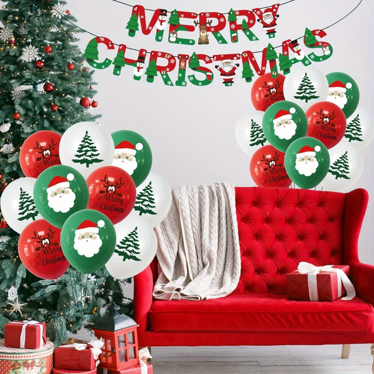 100pcs Christmas Santa Latex Balloons Decorative Balloons