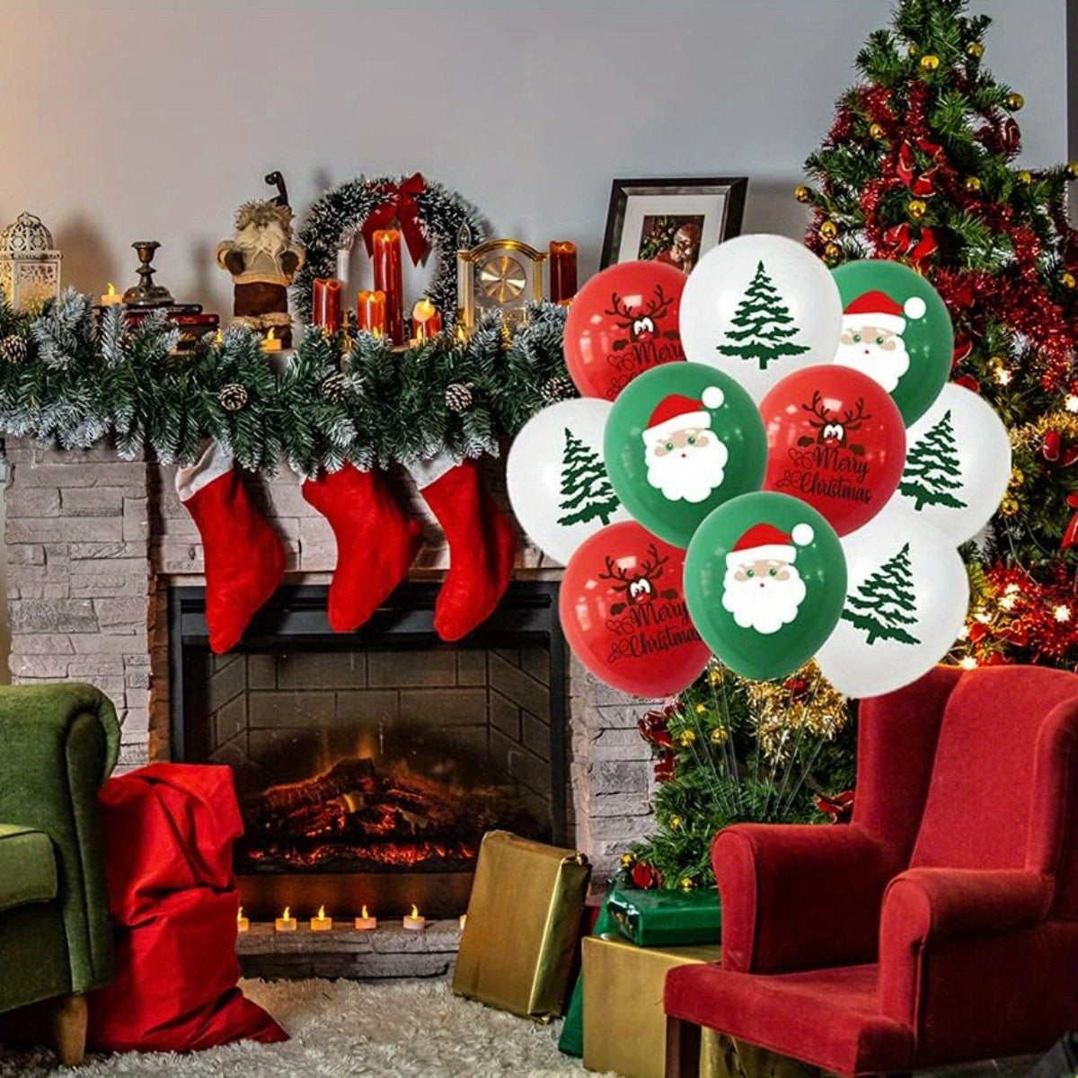 100pcs Christmas Santa Latex Balloons Decorative Balloons