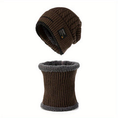 Winter Ski Cap & Scarf Set Knitted Beanie Hat Neck Warmer