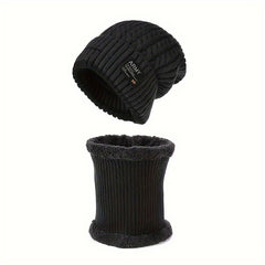 Winter Ski Cap & Scarf Set Knitted Beanie Hat Neck Warmer