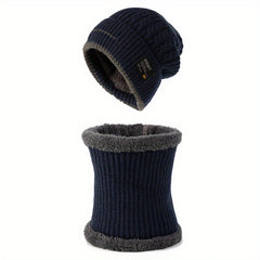Winter Ski Cap & Scarf Set Knitted Beanie Hat Neck Warmer