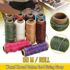 50m 150D 0.8mm Waxed Thread Cotton Cord for Leather DIY Tool