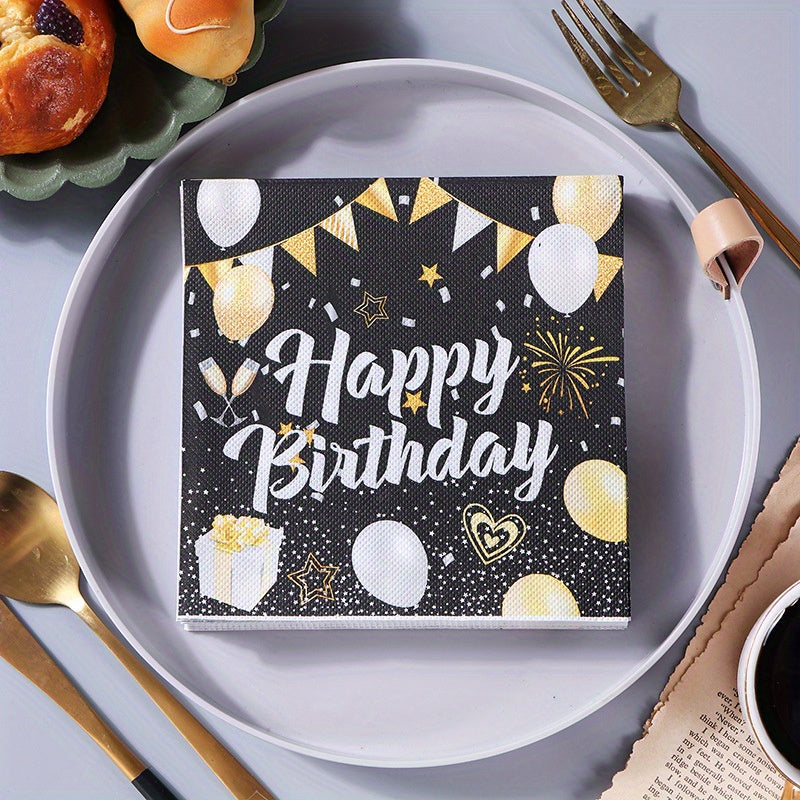 20pcs Happy Birthday Wood Pulp Face Tissue Colorful Printed Napkin