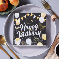 20pcs Happy Birthday Wood Pulp Face Tissue Colorful Printed Napkin