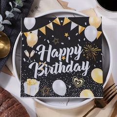 20pcs Happy Birthday Wood Pulp Face Tissue Colorful Printed Napkin