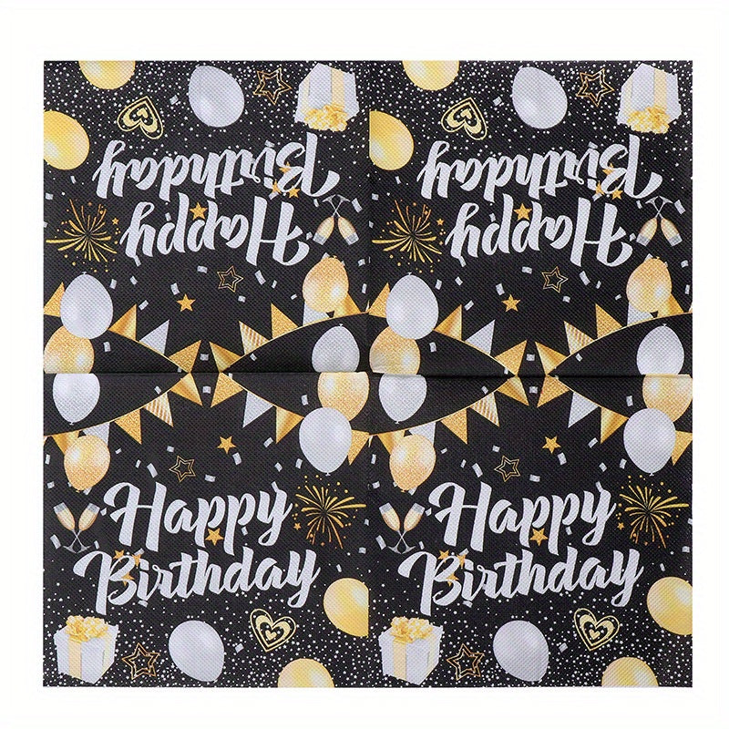 20pcs Happy Birthday Wood Pulp Face Tissue Colorful Printed Napkin