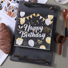20pcs Happy Birthday Wood Pulp Face Tissue Colorful Printed Napkin