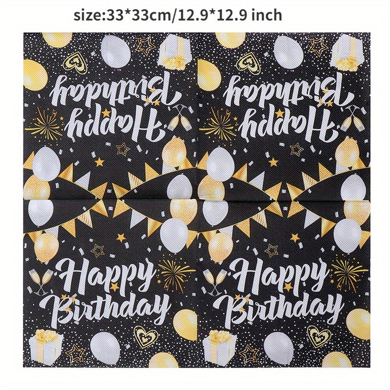 20pcs Happy Birthday Wood Pulp Face Tissue Colorful Printed Napkin