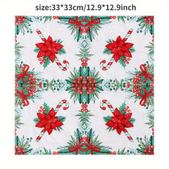 20pcs Christmas Gift Flowers Napkins Paper Towels Holiday Party Decoration