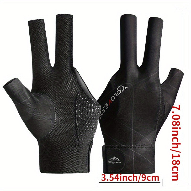 Pro Billiard Gloves Light & Breathable 3-Finger Fingerless Non-slip Glove