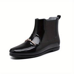 Chain Decor PVC Solid Rain Boots Non Slip Water Shoes